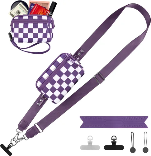 Miniatura 11 de YFWE Correa de clip and go para teléfono con cartera cruzada, cordón ajustable para teléfono con cartera RFID desmontable, correa universal