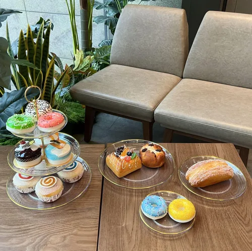 Miniatura 7 de RAUVOLFIA Soporte para cupcakes de 3 niveles, soporte pequeño para tartas, soporte de postre de plástico transparente, bandeja para servir pasteles
