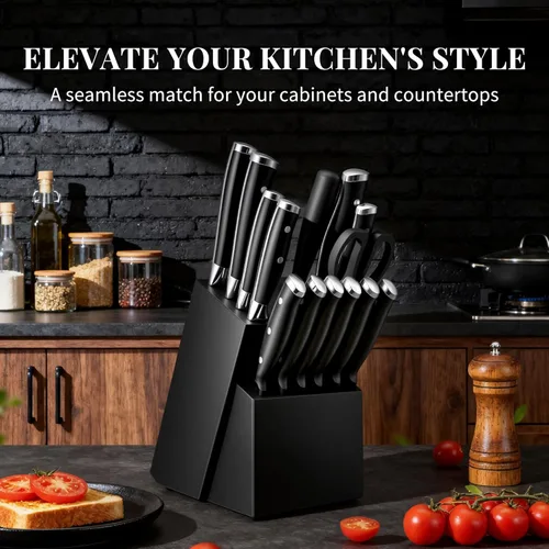 Miniatura 3 de Juego de cuchillos, juego de 15 piezas de cuchillos de cocina premium, cuchillo de chef de acero inoxidable de alto carbono ultra afilado, mango