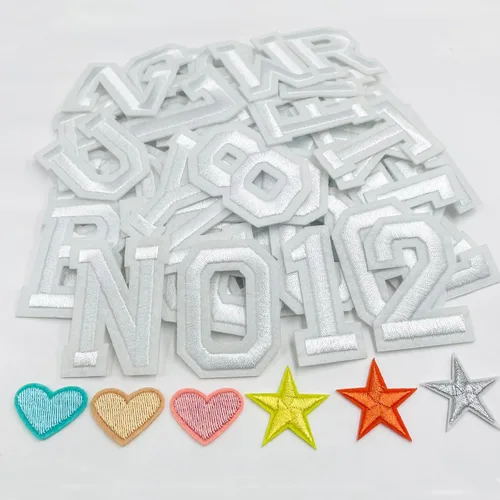 Miniatura 13 de Jongdari Parches para planchar con letras y números para ropa, parches de alfabeto bordado de 2" para chaqueta Letterman A-Z y apliques 0-9 para Rojo