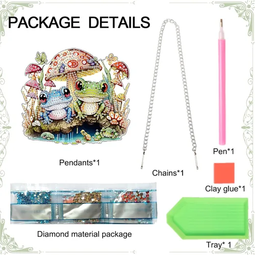 Miniatura 3 de AiYuanzsh DIY 5D Mushroom Frogs Kits de pintura de diamantes Letrero colgante de arte de pared Arte de diamante Colgante de ventana Colgante de Dos