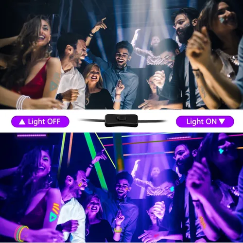 Miniatura 2 de Barra de luz LED negra de 38 W, barras de luz negra con enchufe e interruptor, área de 22 x 22 pies para fiesta brillante, fiestas de Halloween