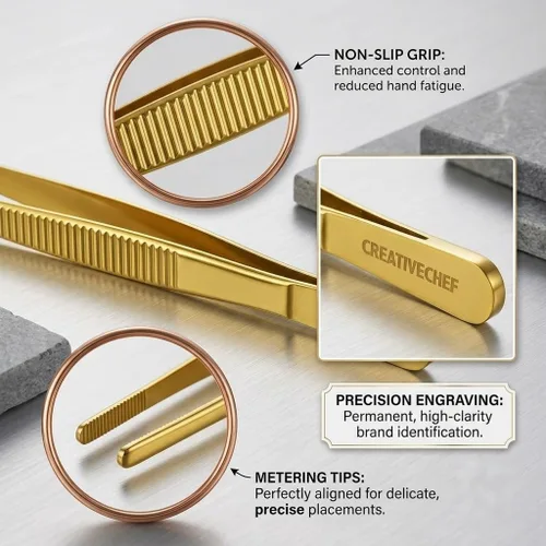 Miniatura 2 de Pinzas de cocina de acero inoxidable dorado de 12 pulgadas con puntas dentadas para agarre