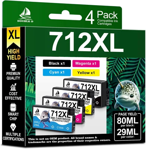 Miniatura 11 de DOUBLE D 712XL - Cartuchos de tinta negra de repuesto para HP 712 712XL BK para impresora de trazador de estudio DesignJet T650 T630 T230 T210