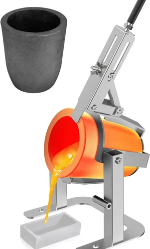 Nelyrho Pinzas para crisol portátil con mango/soporte con un crisol de grafito, funciona con crisoles y horno de fusión, fundición de metal aluminio