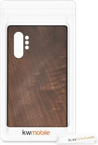 Miniatura 7 de kwmobile Funda de madera real compatible con Samsung Galaxy Note 10 Plus, cubierta de madera dura con parachoques de TPU, color marrón oscuro
