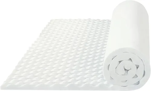 Cubrecolchón de espuma convoluta de 2 pulgadas con diseño de cáscara de huevo | Transpirable, suave y cómodo, cubrecamas para dolor de espalda,
