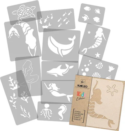 Miniatura 13 de NAKLEO Juego de plantillas de pintura para niños, 14 plantillas de 3.5 x 4.7 pulgadas a 9.1 x 13.4 pulgadas, plantas de otoño, plantillas de dibujo