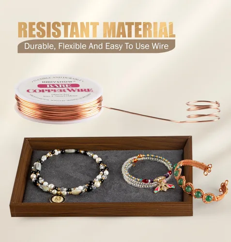 Miniatura 3 de Alambre de cobre desnudo de calibre 20 para fabricación de joyas, tallado y envoltura de piedras preciosas, alambre de cobre para manualidades