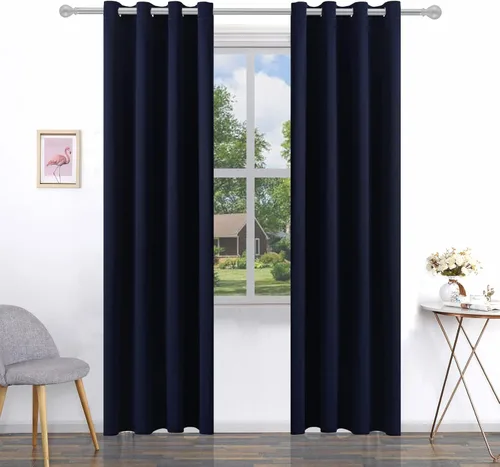 Miniatura 15 de Pickluc Cortinas Opacas Azul Marino para Sala de Estar, Cortinas Bloqueadoras de Luz con Ojales, Aislamiento Térmico, Reducción de Ruido, 52 Azul