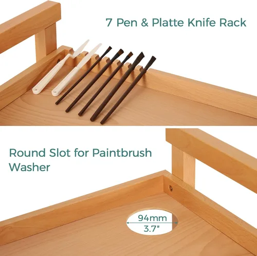 Miniatura 5 de VISWIN Organizador de carrito de arte, organizador de almacenamiento de suministros de arte de madera de haya maciza con ruedas giratorias, carrito