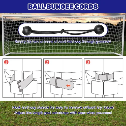 Miniatura 5 de 60 correas de fijación de red para porteros y pelotas elásticas de fútbol de 5.9 pulgadas, sujetadores de trampa de rebote de fútbol resistentes