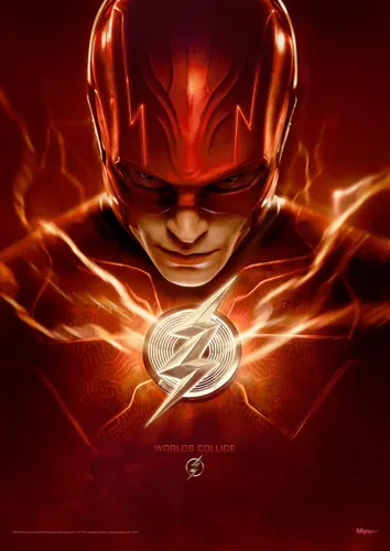 Miniatura 11 de MIGHTYPRINT DC Comics - The Flash - Michael Keaton Batman Worlds Collide - Arte de pared duradero de 17 x 24 pulgadas, no hecho de papel