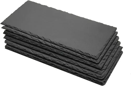 Paquete de 6 tablas de pizarra de queso de pizarra de 12 x 5.5 pulgadas, tableros de pizarra de charcutería, platos de piedra individuales para