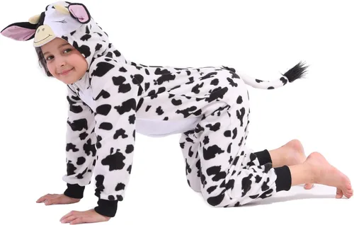 Miniatura 4 de Wizland Disfraz de animal para niños, leopardo, vaca, mono, reno, gato negro, dálmata, muñeco de nieve, mono de Papá Noel