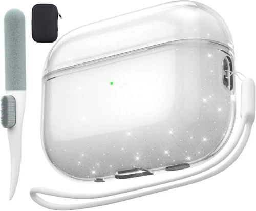 Miniatura 21 de Valkit - Funda transparente protectora para estuche de AirPods, con llavero, poliuretano termoplástico suave, a prueba de golpes, compatible