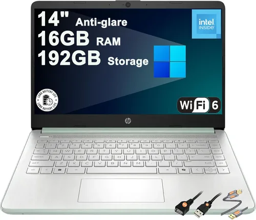 Miniatura 11 de HP 14 portátiles portátiles livianos para negocios y estudiantes, 14 pulgadas, HD, antirreflejo, Intel de 4 núcleos, N150, 8 GB de RAM, 192 GB