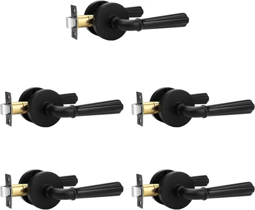 Miniatura 40 de Orger Paquete de 1 manija de puerta de paso de níquel cepillado, manija de puerta de armario sin llave, juego de manijas interiores sin bloqueo