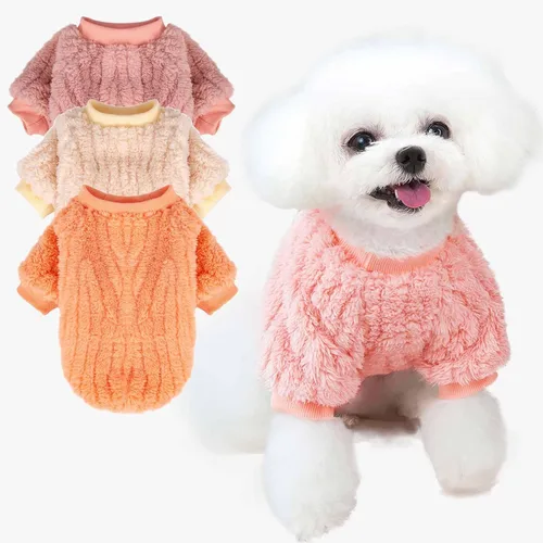 Miniatura 17 de FabriCastle Suéter pequeño para perro, paquete de 3 ropa para perros y gatos, chaquetas suaves y cálidas para perros pequeños, niños y niñas