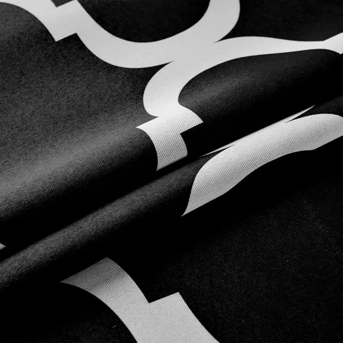Miniatura 9 de Melodieux Cortinas opacas con ojales para oscurecer la habitación con estampado marroquí para ventanas pequeñas, 42 x 45 pulgadas, color negro