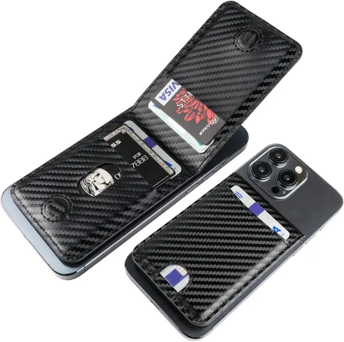 Miniatura 14 de KIHUWEY Cartera MagSafe con soporte magnético, de cuero seguro y desmontable, con función de atril RFID para iPhone 16/15/14/13/12 Pro Max Plus,