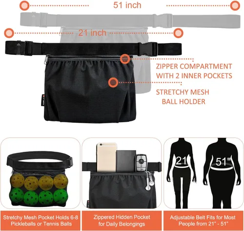 Miniatura 3 de Tennis Ball Holder, Pickleball Holder Bag for Women, Men & Teens, Ball Pouch, Mesh Waist Hip Bag Carrier, Easy Holding 6-8 Pickle Balls or Tennis