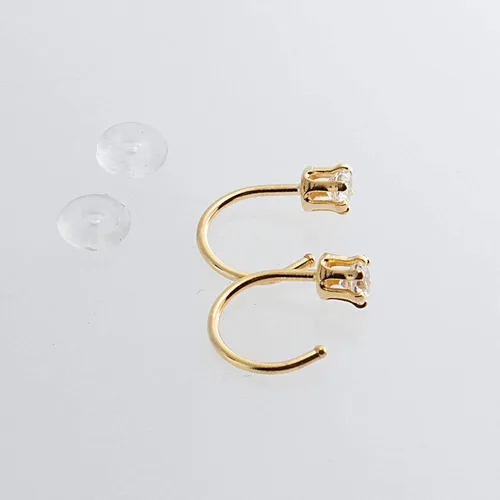 Miniatura 59 de Half Huggie Birthstone Gold Hoop Earrings for Women Tiny Cartilage Stud Piercing Earring Hypoallergenic Earring Screw Back Dainty Hug