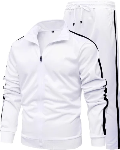 GXAMOY Conjunto deportivo deportivo de 2 piezas para hombre, casual, con cremallera completa, para correr, entrenamiento, deportes, conjunto