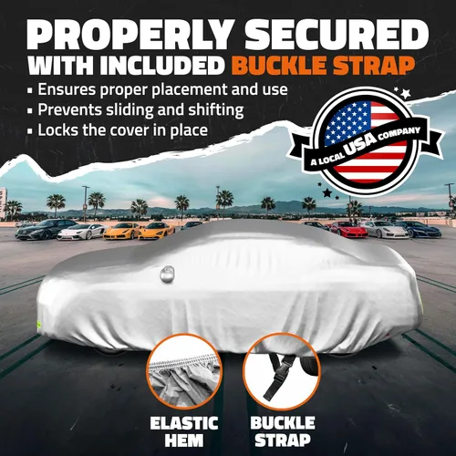 Miniatura 2 de Mockins - Funda para automóvil de poliéster plateado 190T, para todo tipo de clima, transpirable e impermeable, protegerá tu vehículo contra