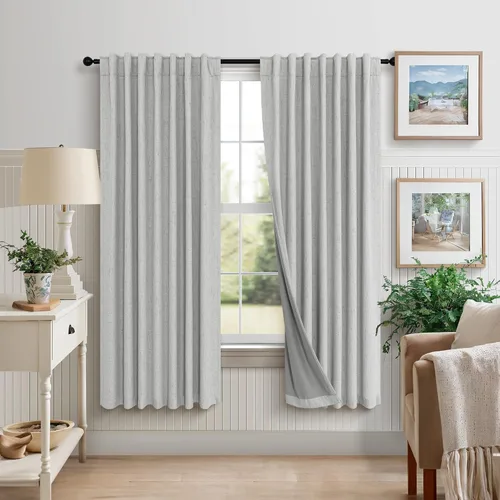 Miniatura 43 de Pitalk Cortinas cortas 100% opacas de lino para cafetería, 40 pulgadas de largo, 2 paneles, cortinas de puerta francesa para ventana, cortina