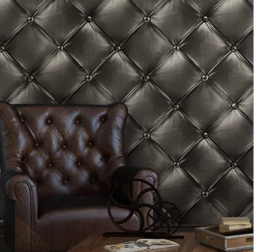 Miniatura 2 de QIHANG Moderno estilo simple 3D imitación suave imitación cuero patrón diamante dormitorio TV hotel fondo papel pintado 1.73' w x 32.8' L= 57 pies