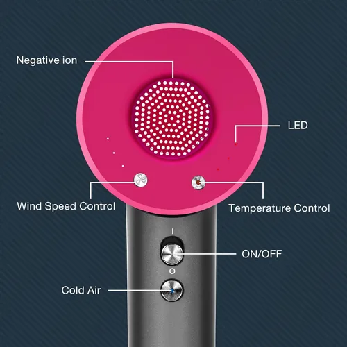 Miniatura 4 de Secador de pelo con difusor, secador iónico negativo con motor sin escobillas de 110, 000 RPM, secador de pelo de control térmico de alta velocidad
