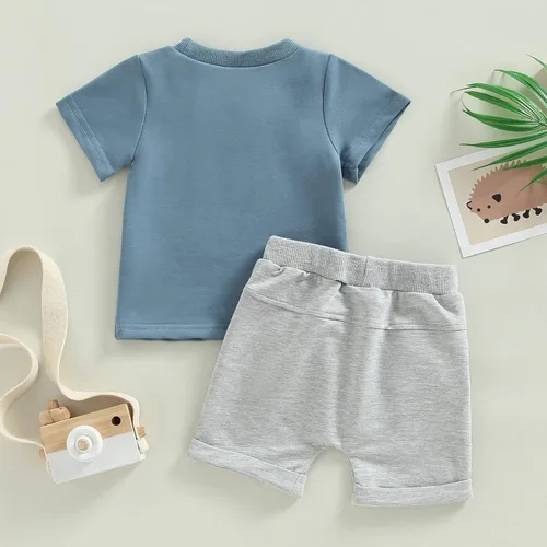Miniatura 6 de Engofs Conjunto de 2 piezas de ropa de verano para bebé, camiseta de manga corta, pantalones cortos, ropa casual
