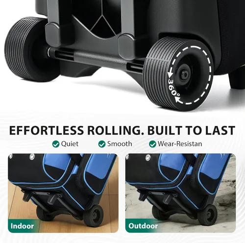 Miniatura 4 de GoHimal Bolsa de bolos de doble rodillo para 2 bolas con compartimento separado para zapatos de boliche (hasta talla 15 de hombre de EE. UU.)