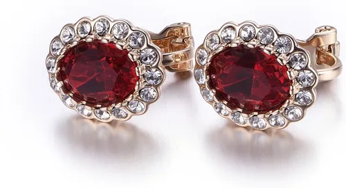 Miniatura 23 de Yoursfs Austria - Aretes de clip de cristal para mujer, chapados en oro de 18 quilates, joyería de moda con halo de circonita cúbica, aretes sin