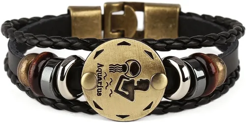 Miniatura 44 de Hamoery Pulsera de cuero de aleación punk para Constellation trenzada pulsera pulsera brazalete