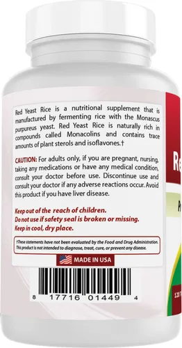 Miniatura 7 de Best Naturals Arroz de levadura roja 1200 mg (sin OGM), 120 comprimidos, no irradiado, sin citrinina