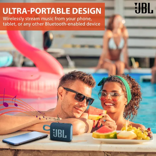 Miniatura 8 de Bocina JBL Go 3 portátil Bluetooth inalámbrica, batería incorporada impermeable IP67 y a prueba de polvo - Squad - La solución integral de tela