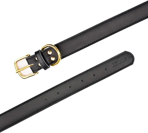 Miniatura 3 de Collares de cuero para mascotas, acolchados, para gatos, cachorros, perros pequeños y medianos, Negro