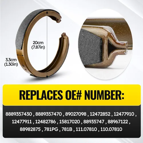 Miniatura 6 de Zapatas de freno traseras de material orgánico 781PG para SUV y camionetas, compatibles con Chevrolet, GMC, Cadillac, Buick, Isuzu, Oldsmobile, Saab