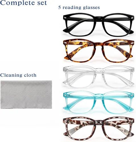 Miniatura 7 de Lentes de lectura para mujeres y hombres, lectores de luz azul para hombres y mujeres Paquete de 5 colores variados.