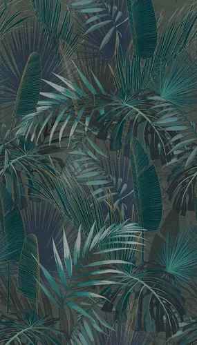 Miniatura 8 de CONCORD WALLCOVERINGS ™ Papel tapiz floral para dormitorio, hojas de palmera, beige, azul y verde, 63 pulgadas de ancho x 110 pulgadas de alto, 3
