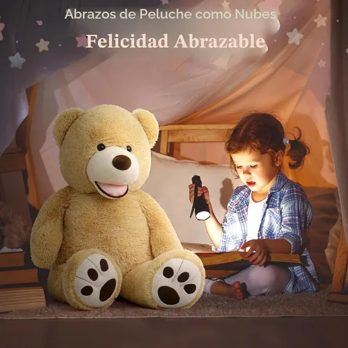 Miniatura 4 de MorisMos Oso de peluche gigante con huellas grandes, animales de peluche, color marrón claro, 39 pulgadas