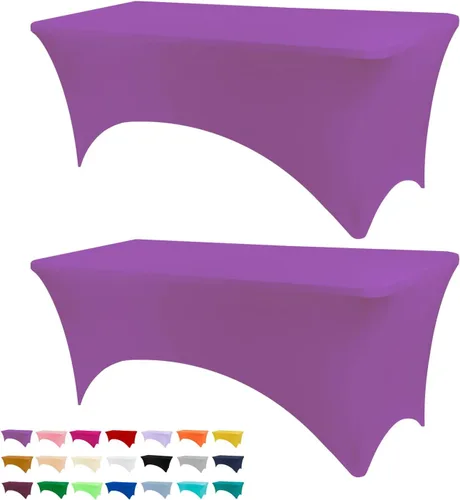 Miniatura 34 de BDDC - Fundas de mesa para mesas de 6 pies, manteles elásticos lavables y resistentes a las arrugas de color azul real de 6 pies para eventos