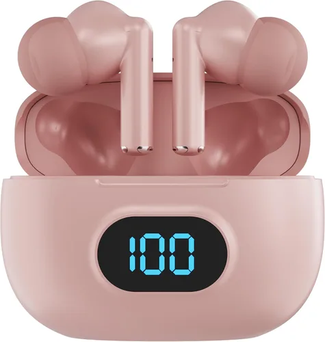 Miniatura 11 de Coby Auriculares inalámbricos con estuche de carga de lectura de batería LCD, mini auriculares intrauditivos Bluetooth con micrófono integrado, Negro