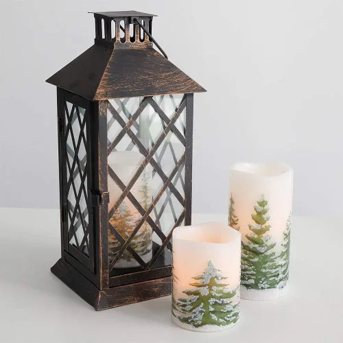 Miniatura 4 de Eldnacele Árbol Verde Decoración Navideña Velas Sin Llama Parpadeantes con Temporizadores Diarios Automáticos, Velas LED Operadas con Pilas, Cera