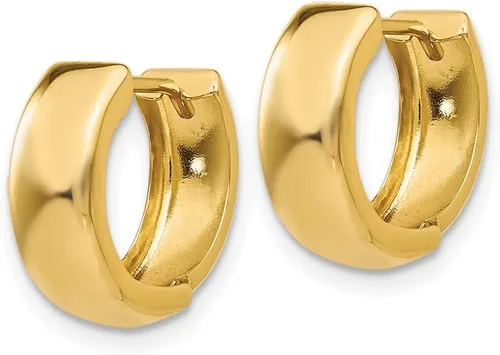 Miniatura 2 de Diamond2Deal 14k Gold Polished Hinged Hoop Earrings (Len-0.47 In, Wid-0.47 In)