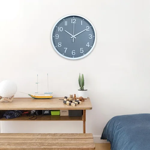 Miniatura 8 de Relojes de pared Moiubik operados con pilas, reloj de pared moderno de 8 pulgadas, silencioso, sin tictac, para decoración de sala de estar, Gris