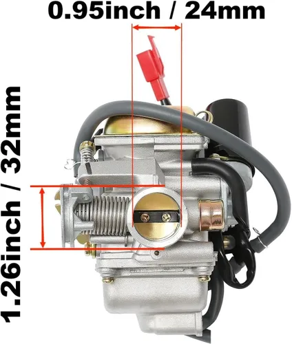 Miniatura 3 de PD24J GY6 Carburador de 150cc Compatible para Ciclomotor ATV Go Kart Scooter 125cc 150cc 4-Tiempos Motor 150cc Kazuma Taotao Roketa SunL Baja Eagle