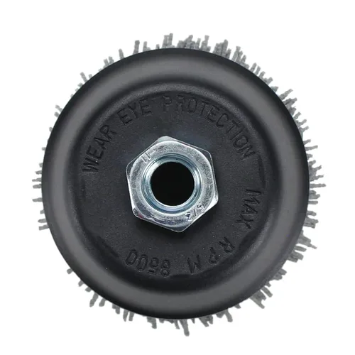 Miniatura 4 de BHA Cepillo de copa de cerdas de nailon de filamento abrasivo de 4", eje de rosca 5/8-11 - Gris (grano 80)